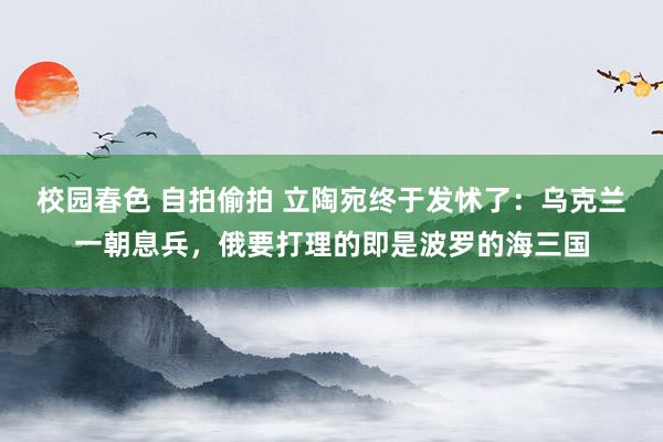 校园春色 自拍偷拍 立陶宛终于发怵了：乌克兰一朝息兵，俄要打理的即是波罗的海三国