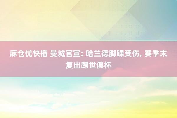 麻仓优快播 曼城官宣: 哈兰德脚踝受伤, 赛季末复出踢世俱杯